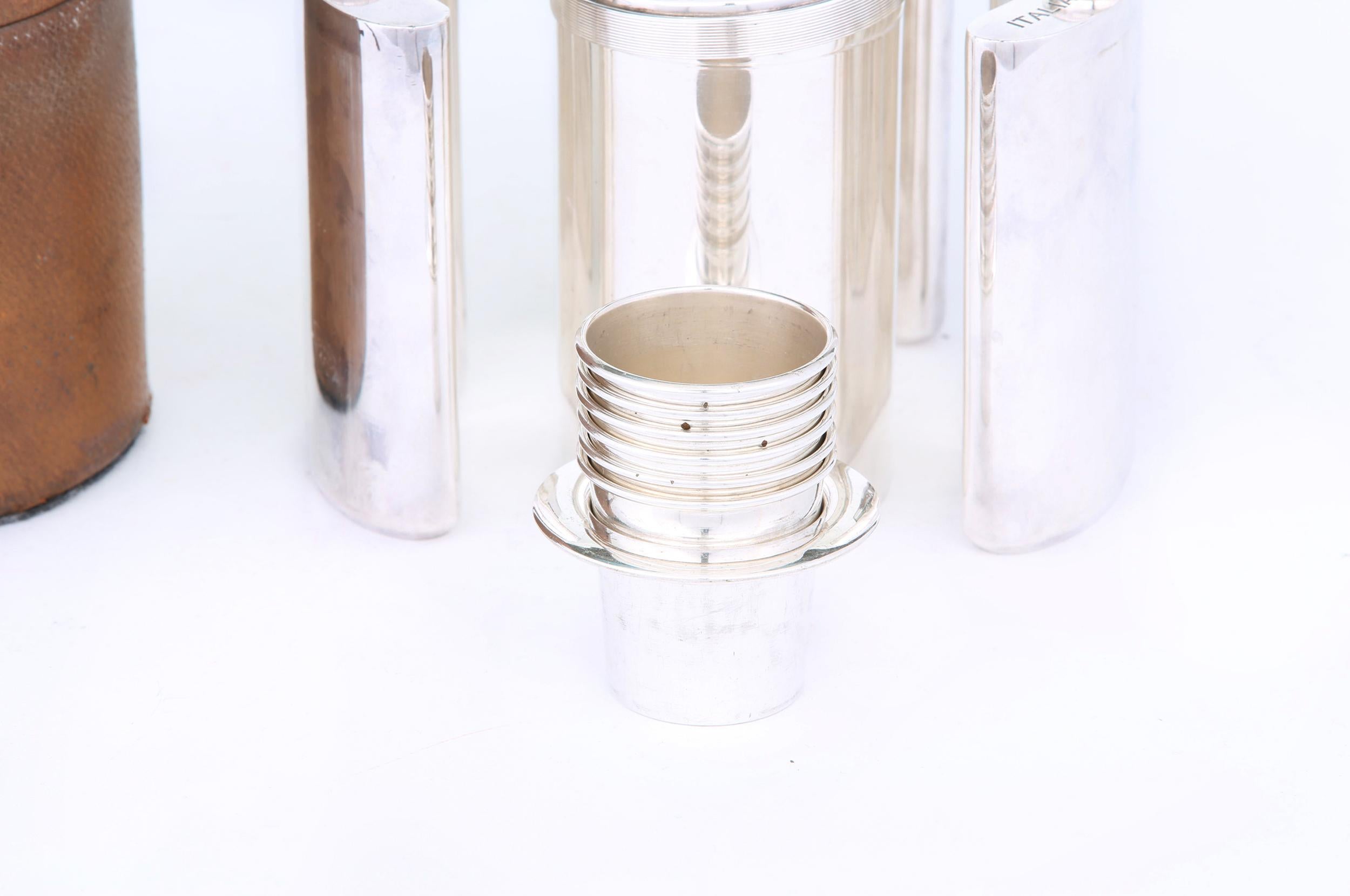 19th Century English Silver Plated Barware Cocktail Shaker Set For Sale