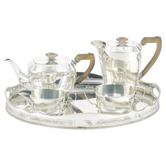English Silver Plated Bone Handle Four Piece Tea / Coffee Service / Tray