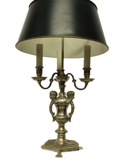 English Silver Plated Bronze Bouillotte Lamp