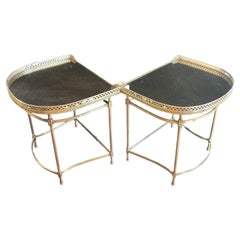 English Silver Plated Bronze Two Part Gallery Mirrored Coffee Cocktail Tables
