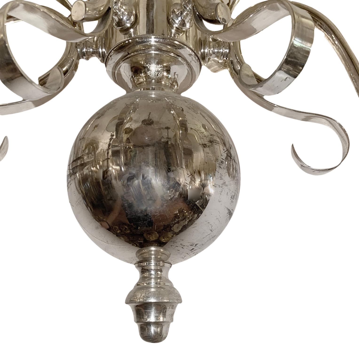 English Silver Plated Chandelier In Good Condition In New York, NY