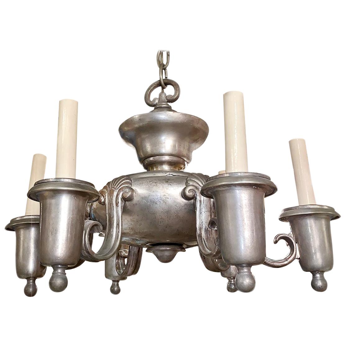 English Silver Plated Chandelier For Sale
