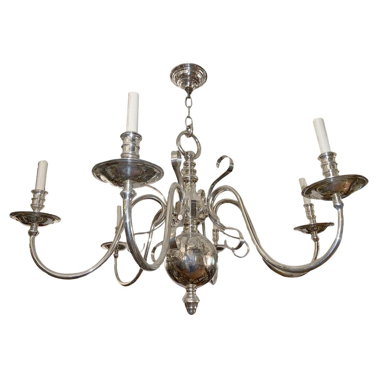 English Silver Plated Chandelier