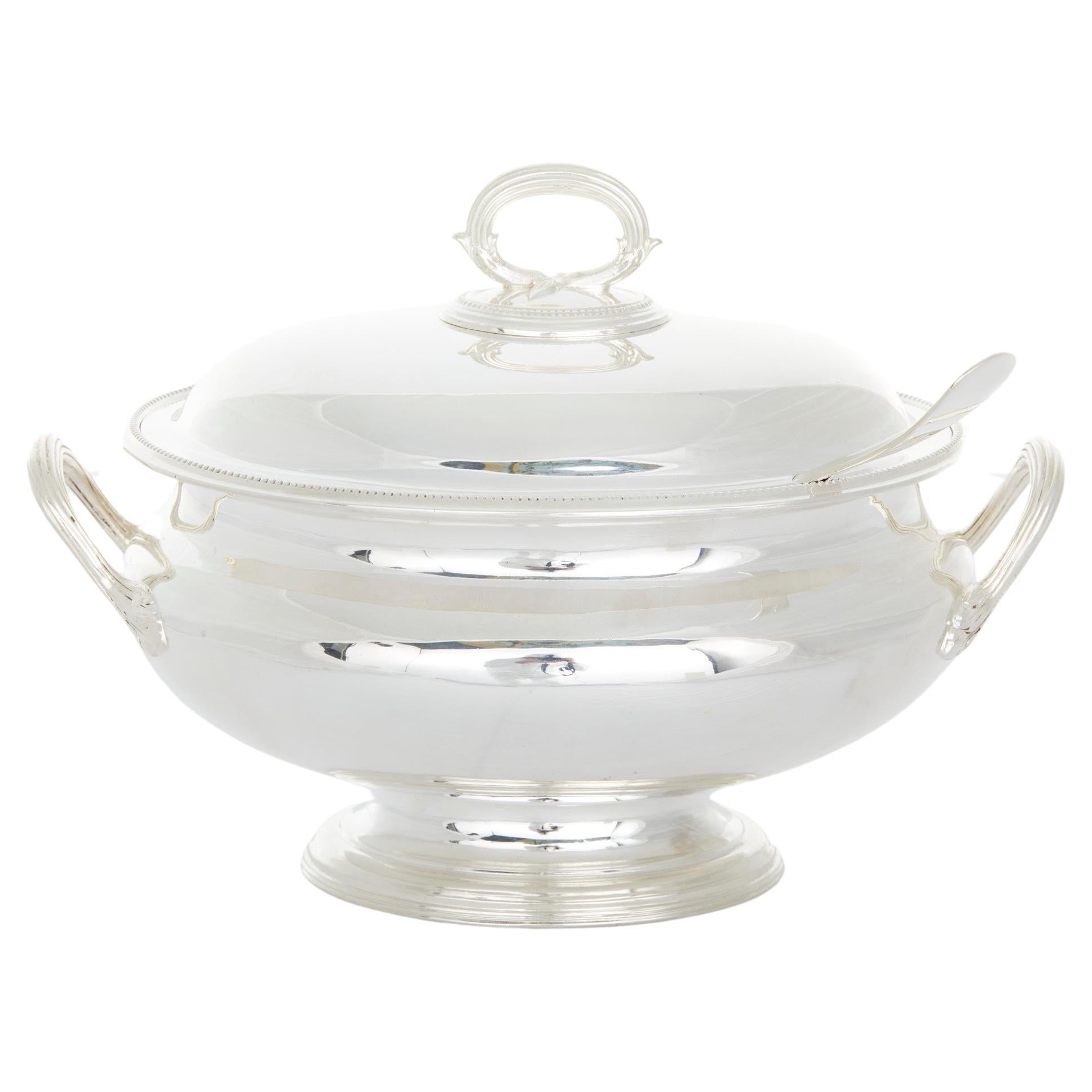 English Silver Plated Covered Soup Tureen