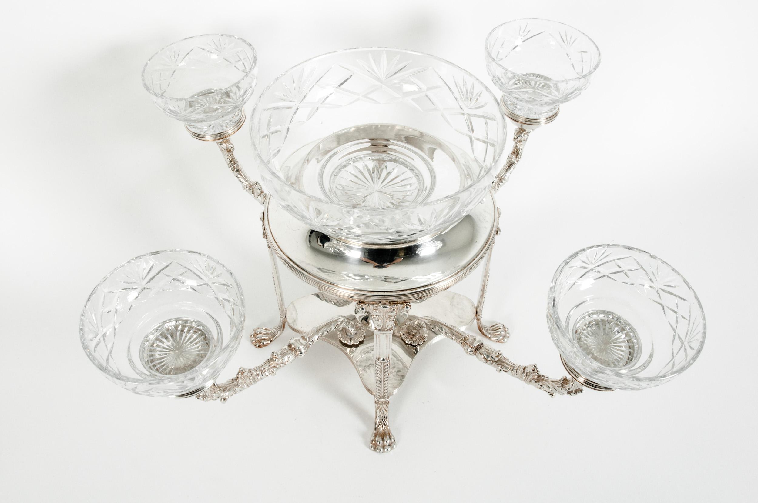 English Plated / Cut Crystal Centerpiece / Epergne 1