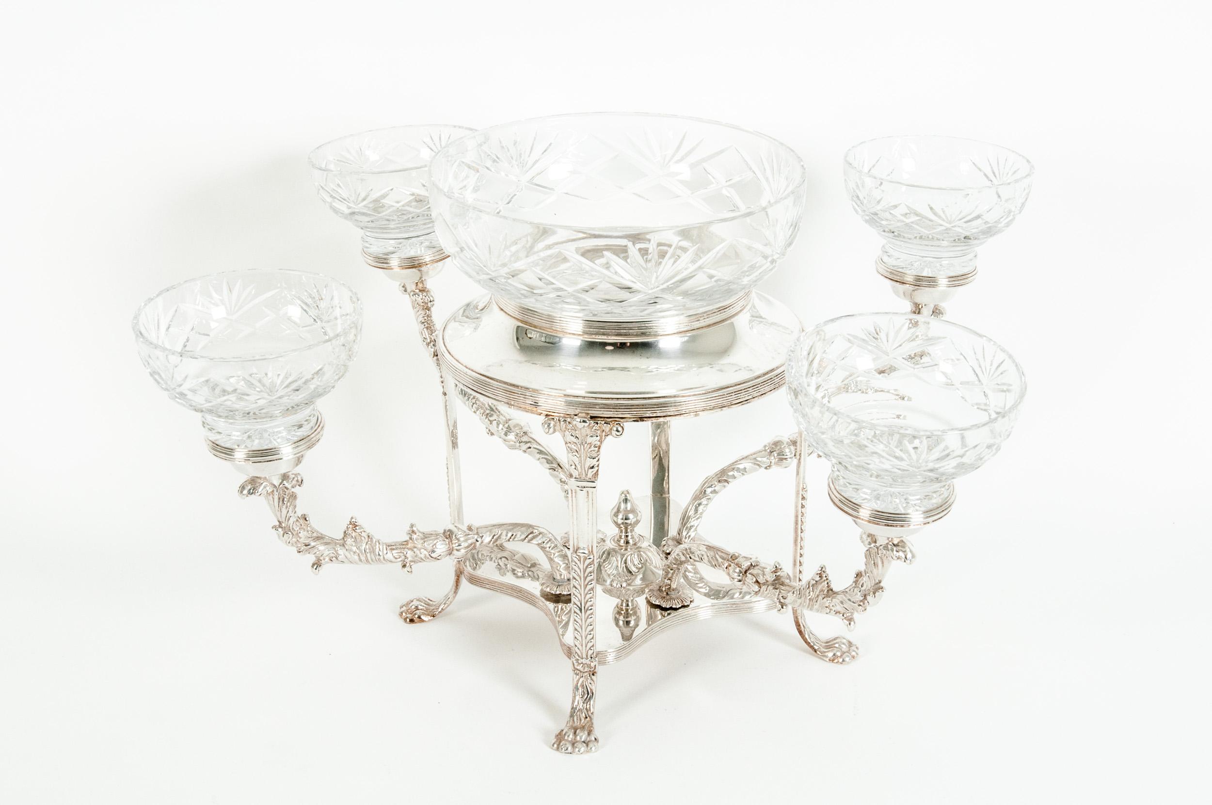 English Plated / Cut Crystal Centerpiece / Epergne 2