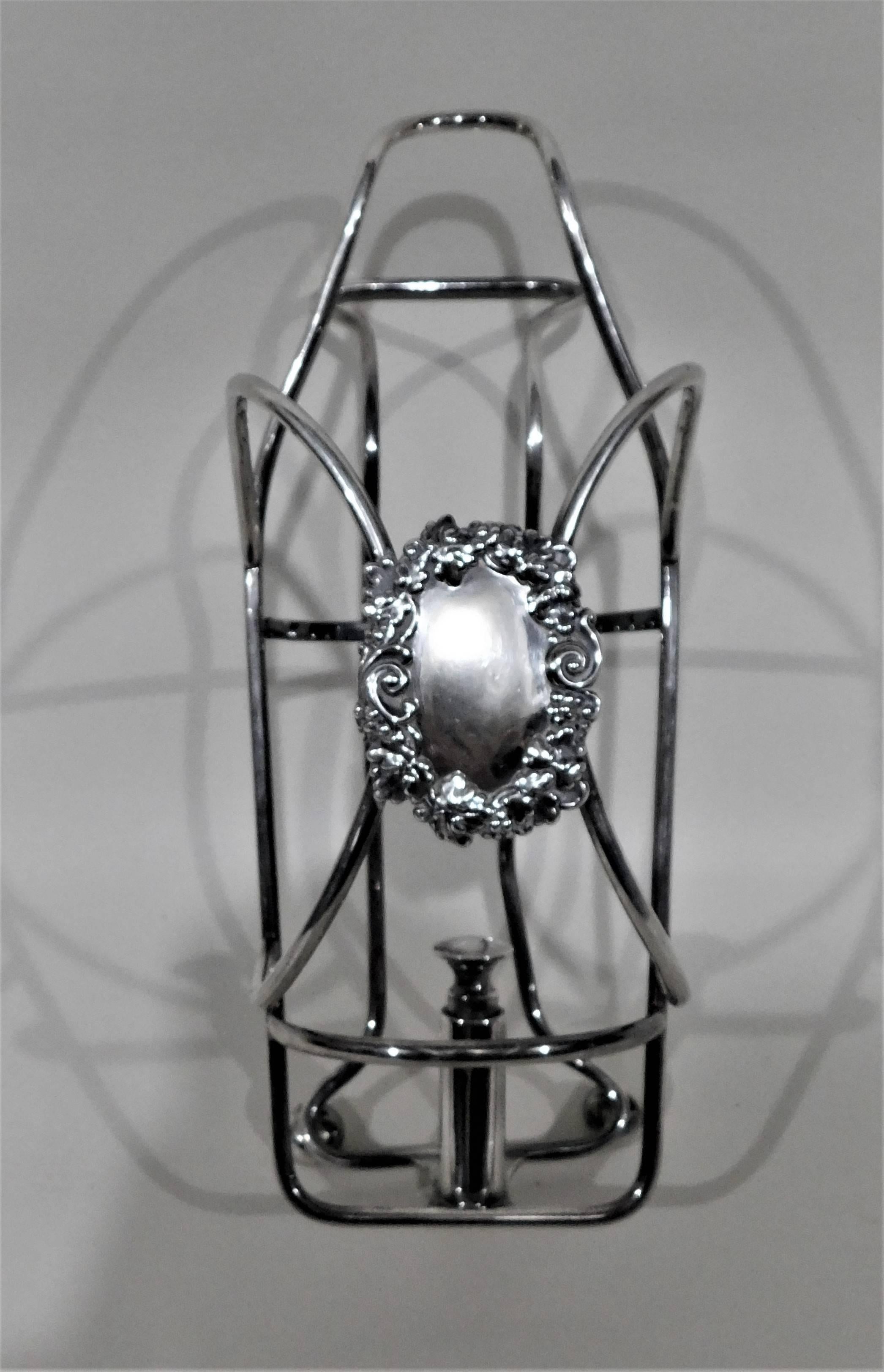 English Silver Plated Garrard & Company Wine Bottle Cradle Pourer For Sale 6