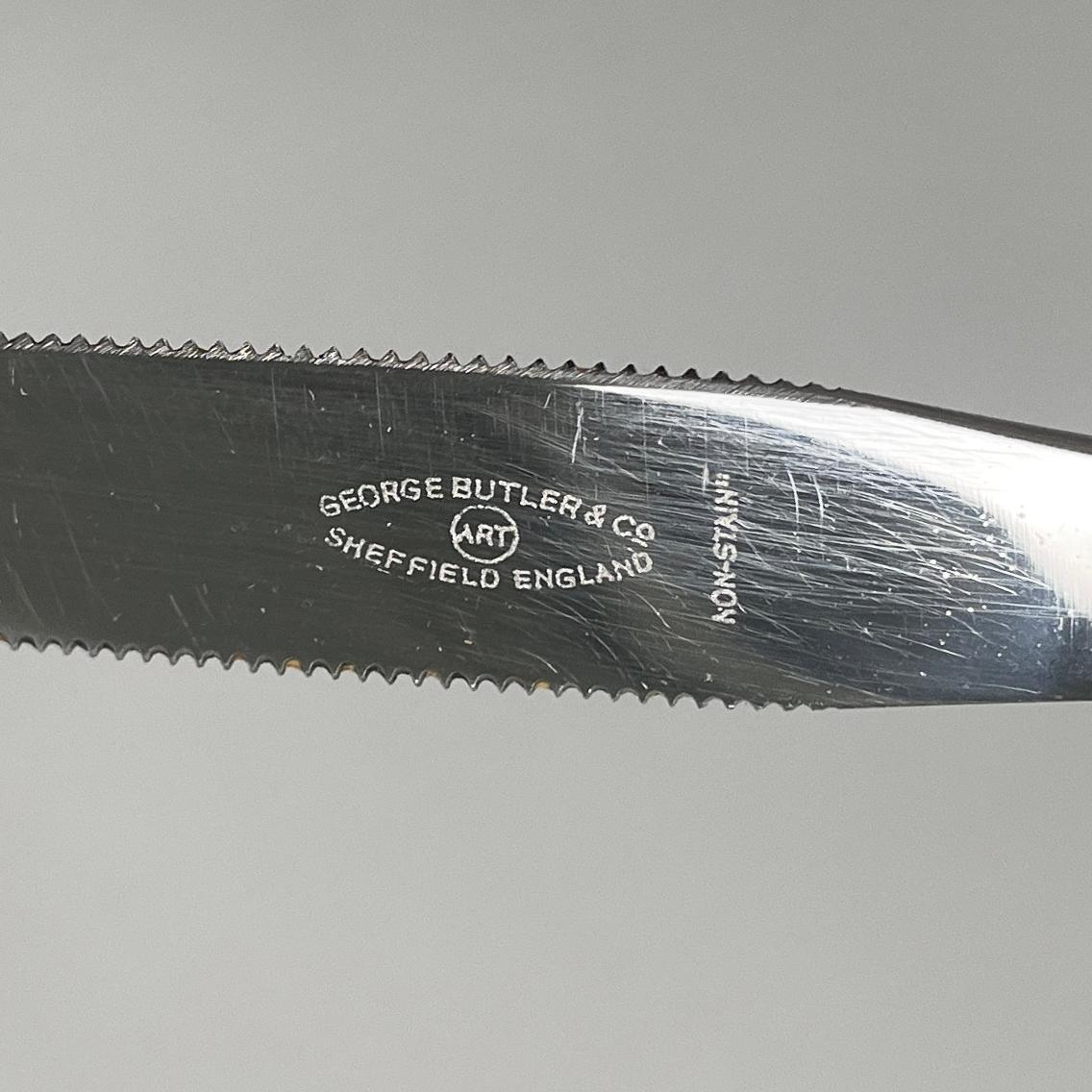 Englisches versilbertes Grapefruitmesser und -löffel von George Buttler, 1950er Jahre im Angebot 4