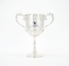 English Silver Plated Handled Trophy Cup Decorative Vase / Urn