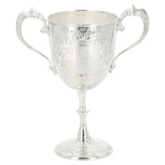 English Silver Plated Handled Trophy Cup Decorative Vase / Urn