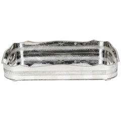 English Silver Plated High Bordered Gallery Barware Tray