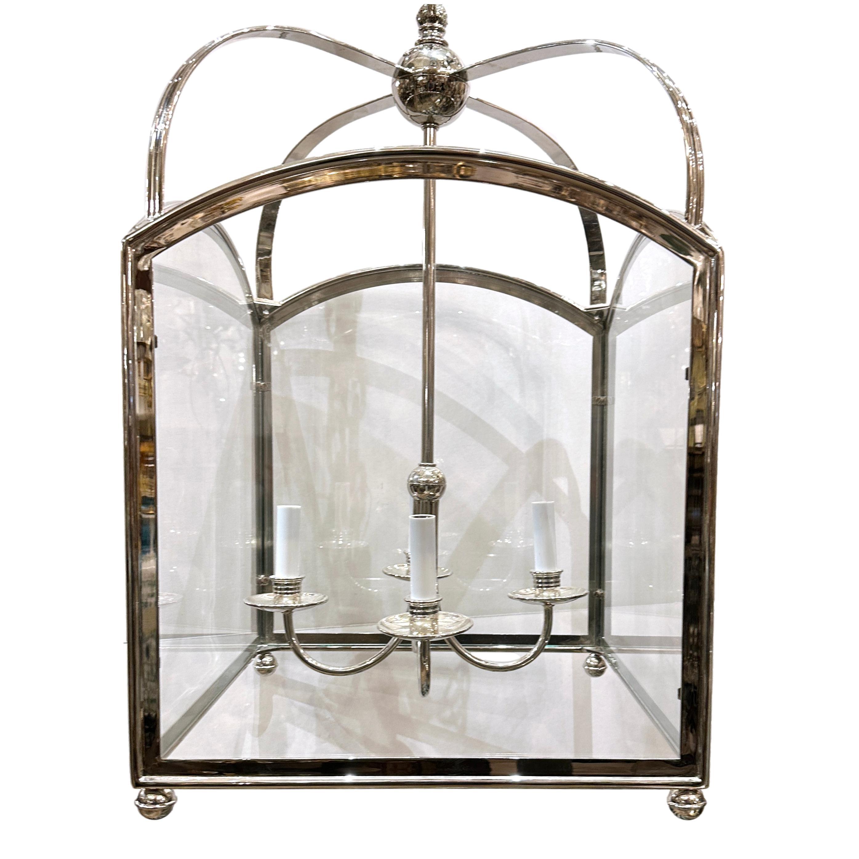 English Silver Plated Lantern In Good Condition For Sale In New York, NY