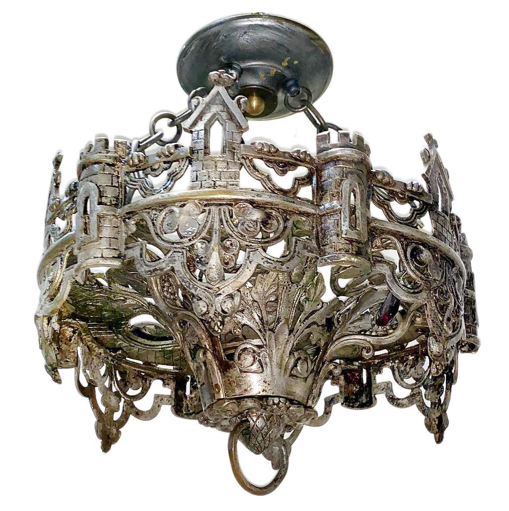 Silvered English Silver Plated Light Fixture For Sale