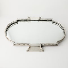 Centro de mesa inglés plateado con espejo, estilo eduardiano, finales del s. XIX