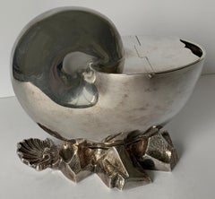 English Silver Plated Nautilus Shell Spoon Warmer