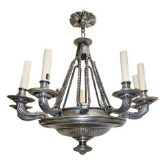 English Silver Plated Neoclassical Chandelier