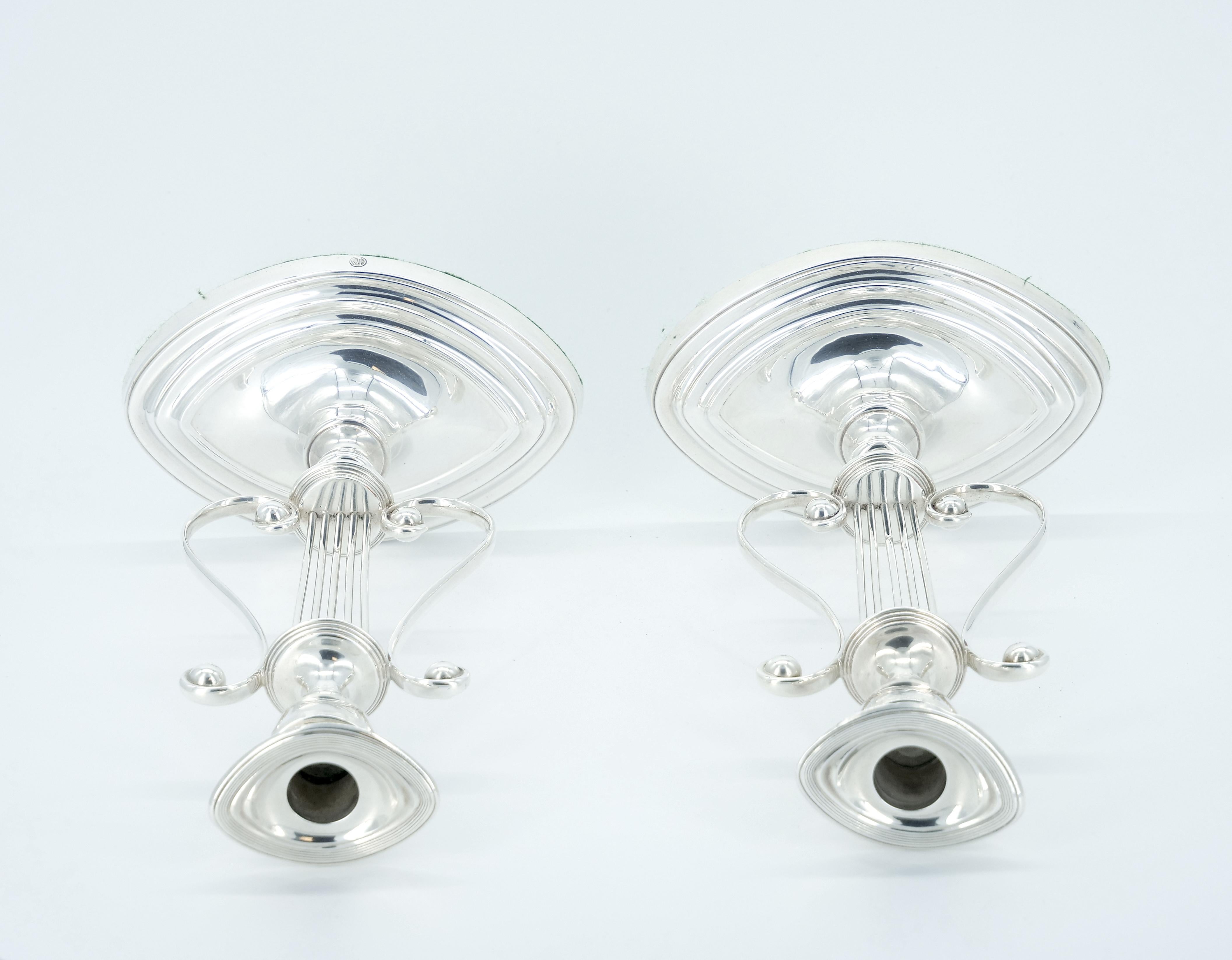 English Silver Plated Pair Tableware Candle Holder For Sale 6