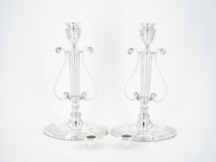 English Silver Plated Pair Tableware Candle Holder