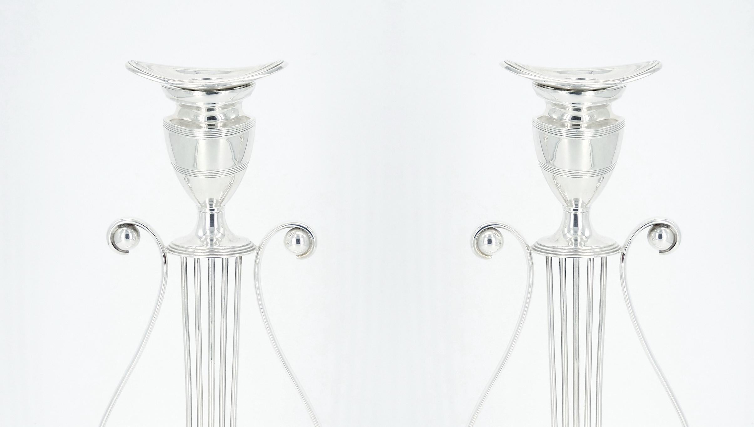 Edwardian English Silver Plated Pair Tableware Candle Holder For Sale