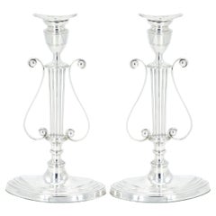 English Silver Plated Pair Tableware Candle Holder