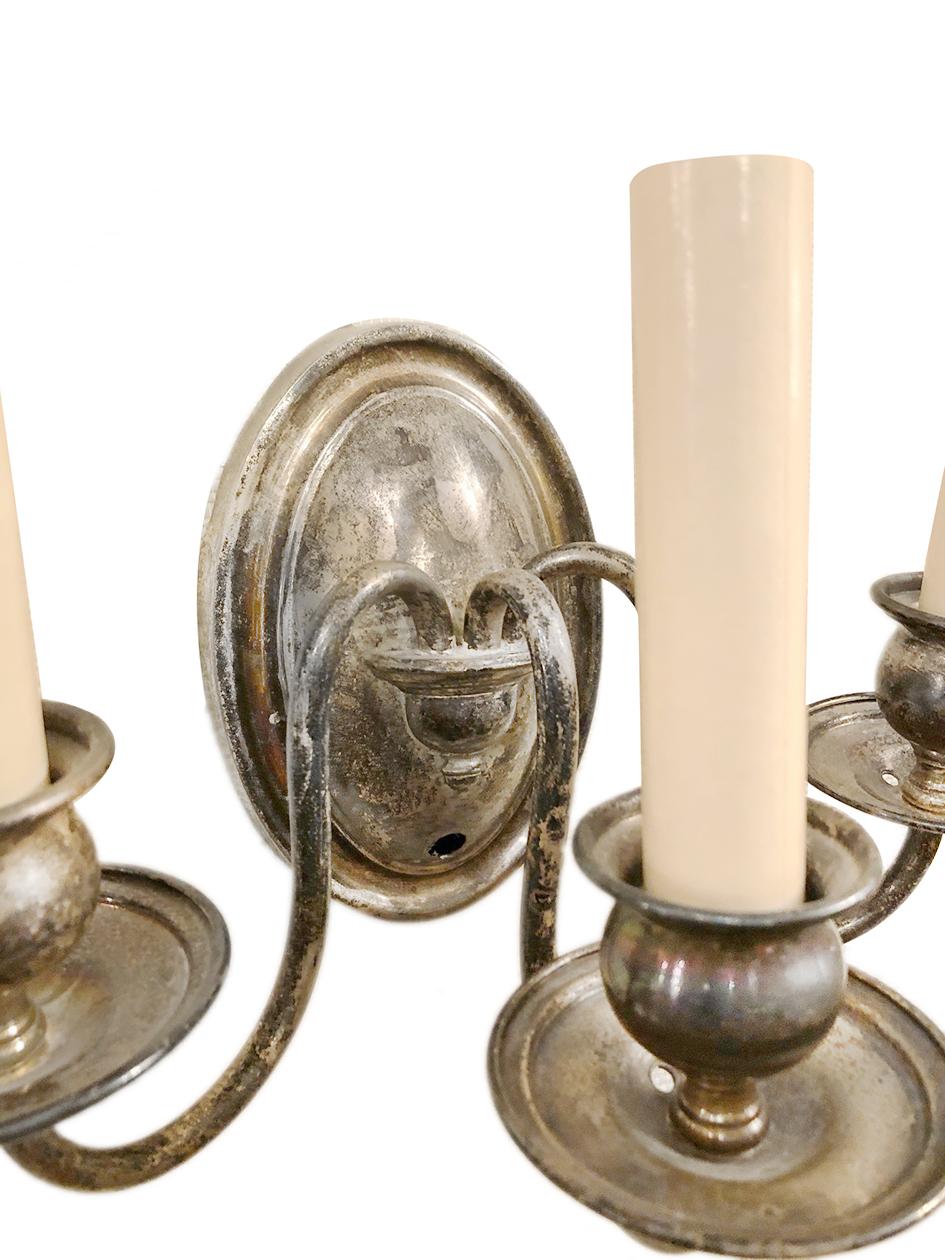 English Silver Plated Sconces In Good Condition For Sale In New York, NY