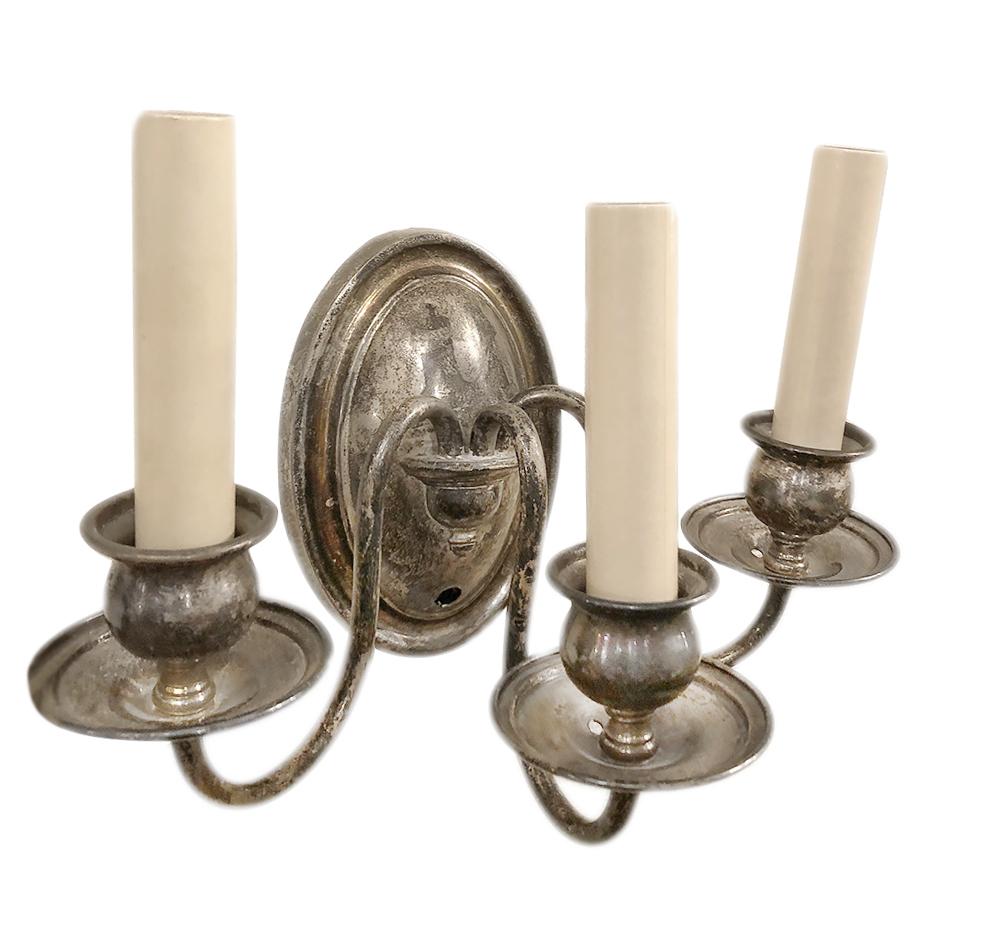 Early 20th Century English Silver Plated Sconces For Sale