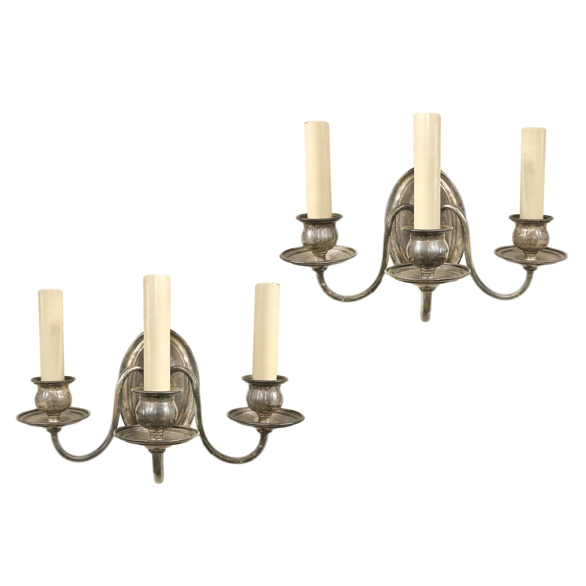 English Silver Plated Sconces For Sale