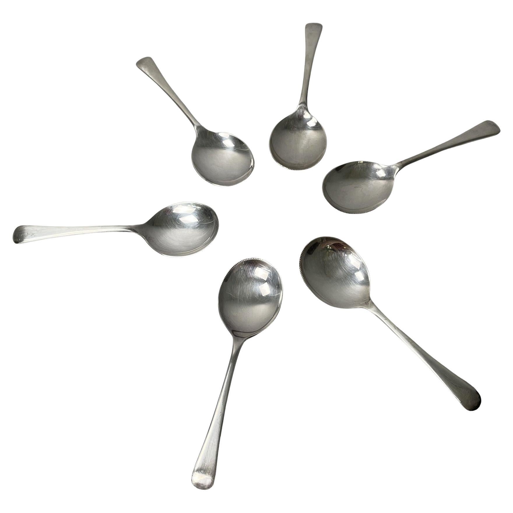 Englische versilberte, gezackte Melonenlöffel von George Buttler & Co., 1950er Jahre