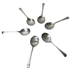 Englische versilberte, gezackte Melonenlöffel von George Buttler & Co., 1950er Jahre
