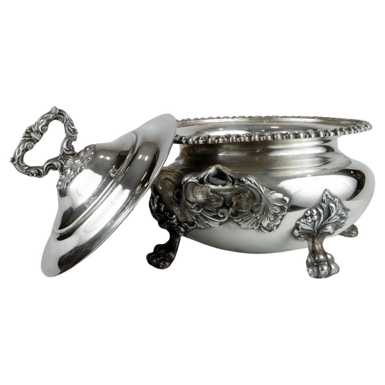 English Silver Plated Sheffield Tureen, 19th Century For Sale