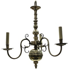 English Silver Plated Three Branch Chandelier