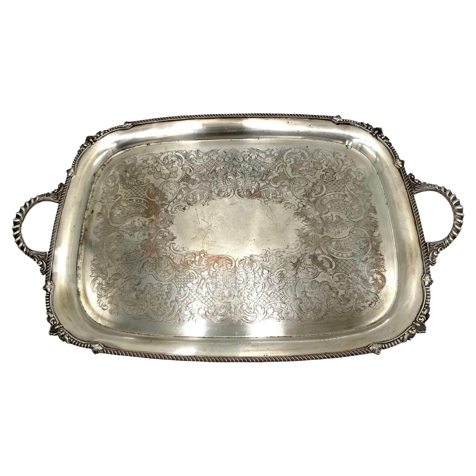 English Silver Plated Tray For Sale at 1stDibs