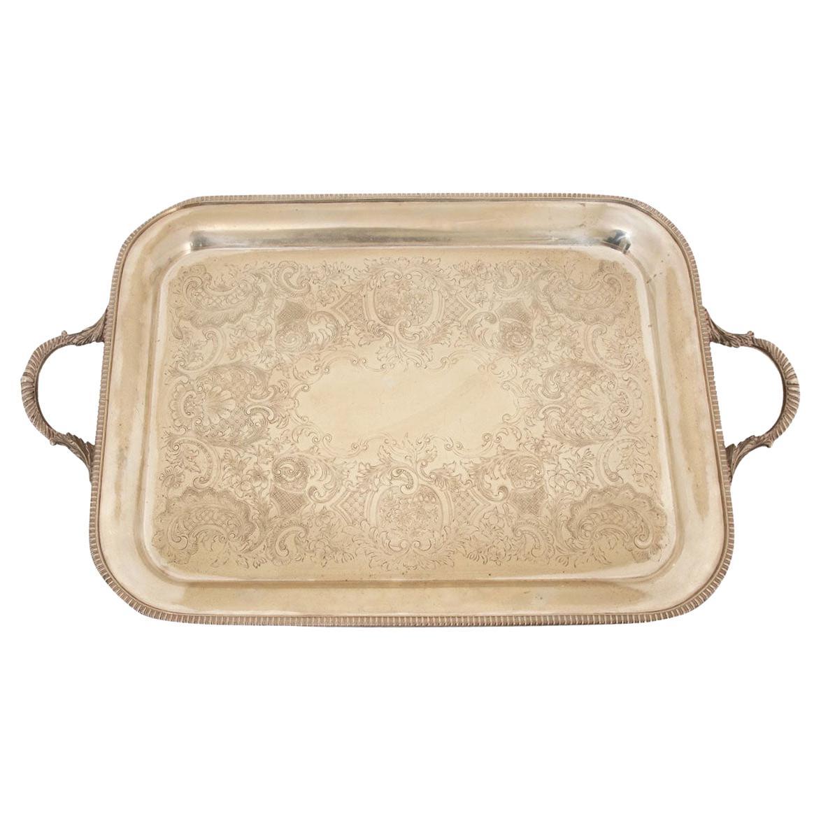 English Silver Plated Tray For Sale