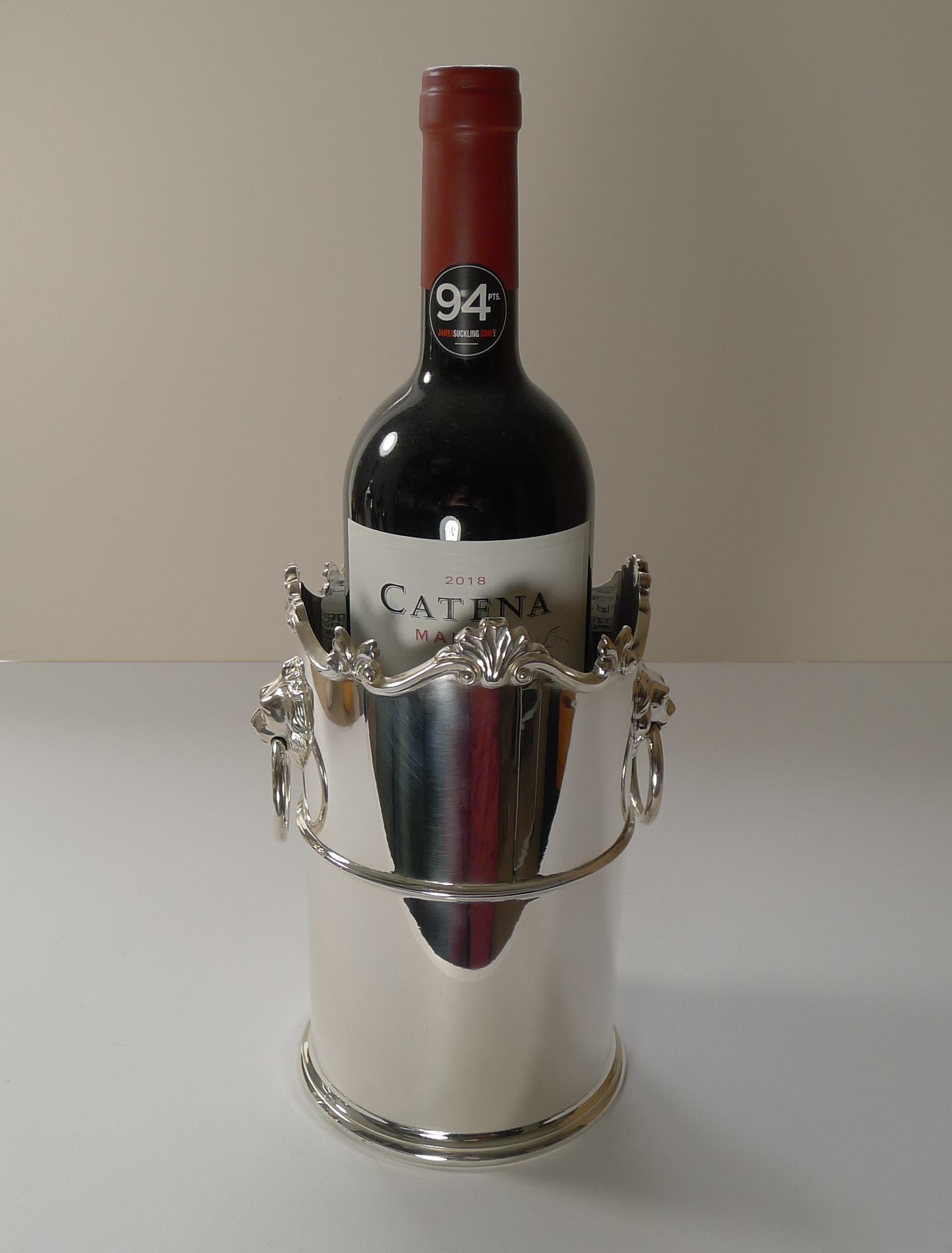 English Silver Plated Wine Bottle Holder / Coaster, c.1900 2