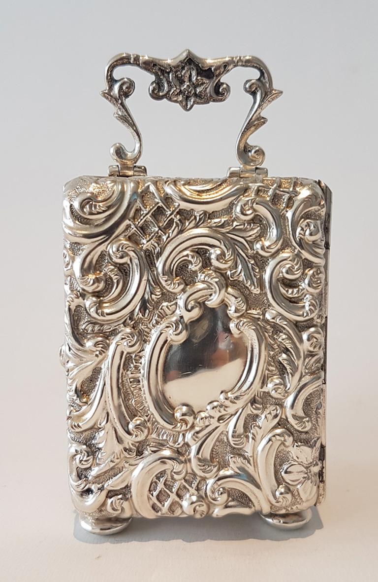 English Silver Rococo Miniature Carriage Clock by Henry Matthews, Birmingham In Good Condition In London, GB