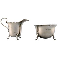 English Silver Sugar Bowl / Creamer, Early 1900s