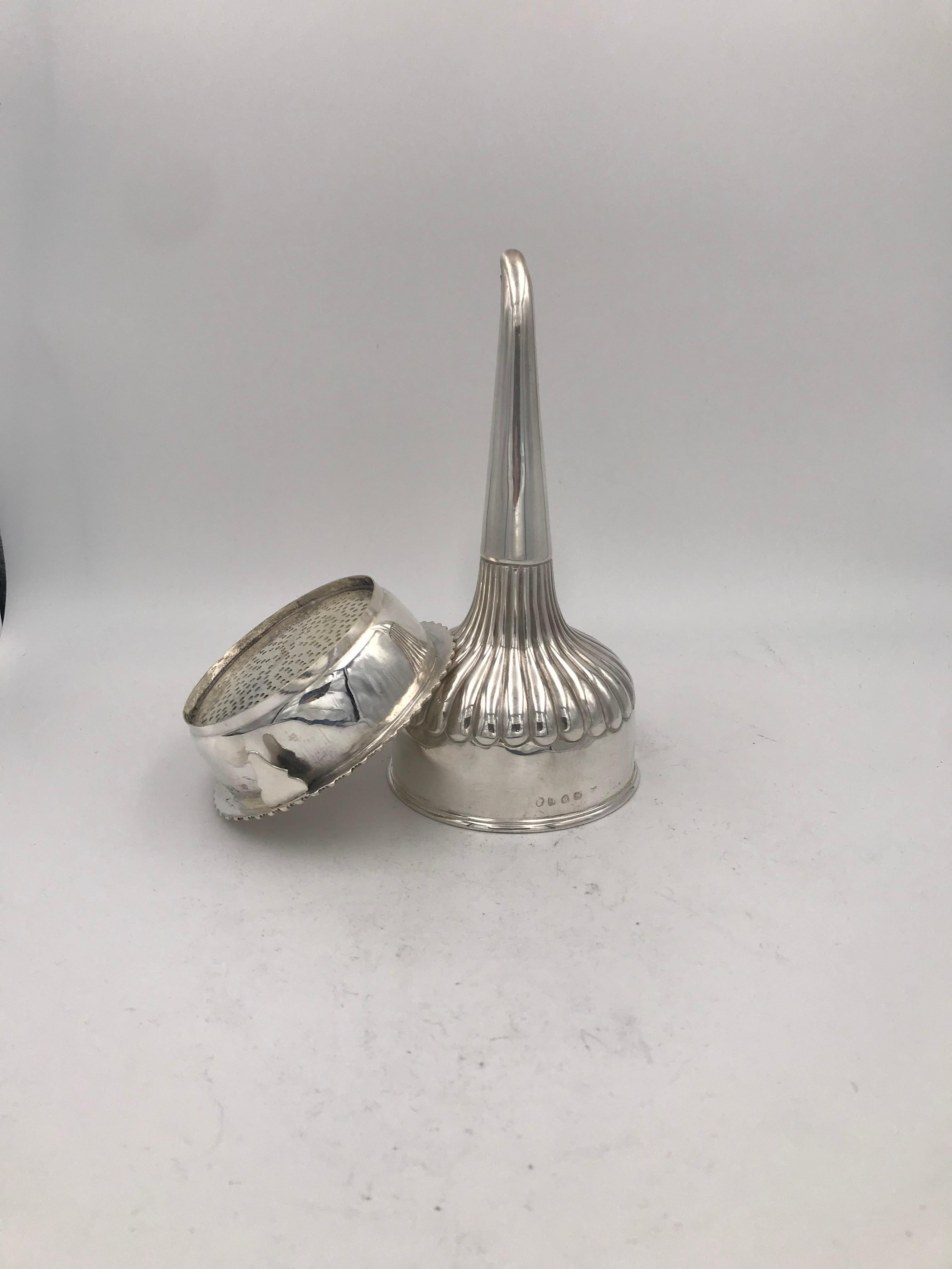 Hand-Crafted English Silver Wine Funnel
