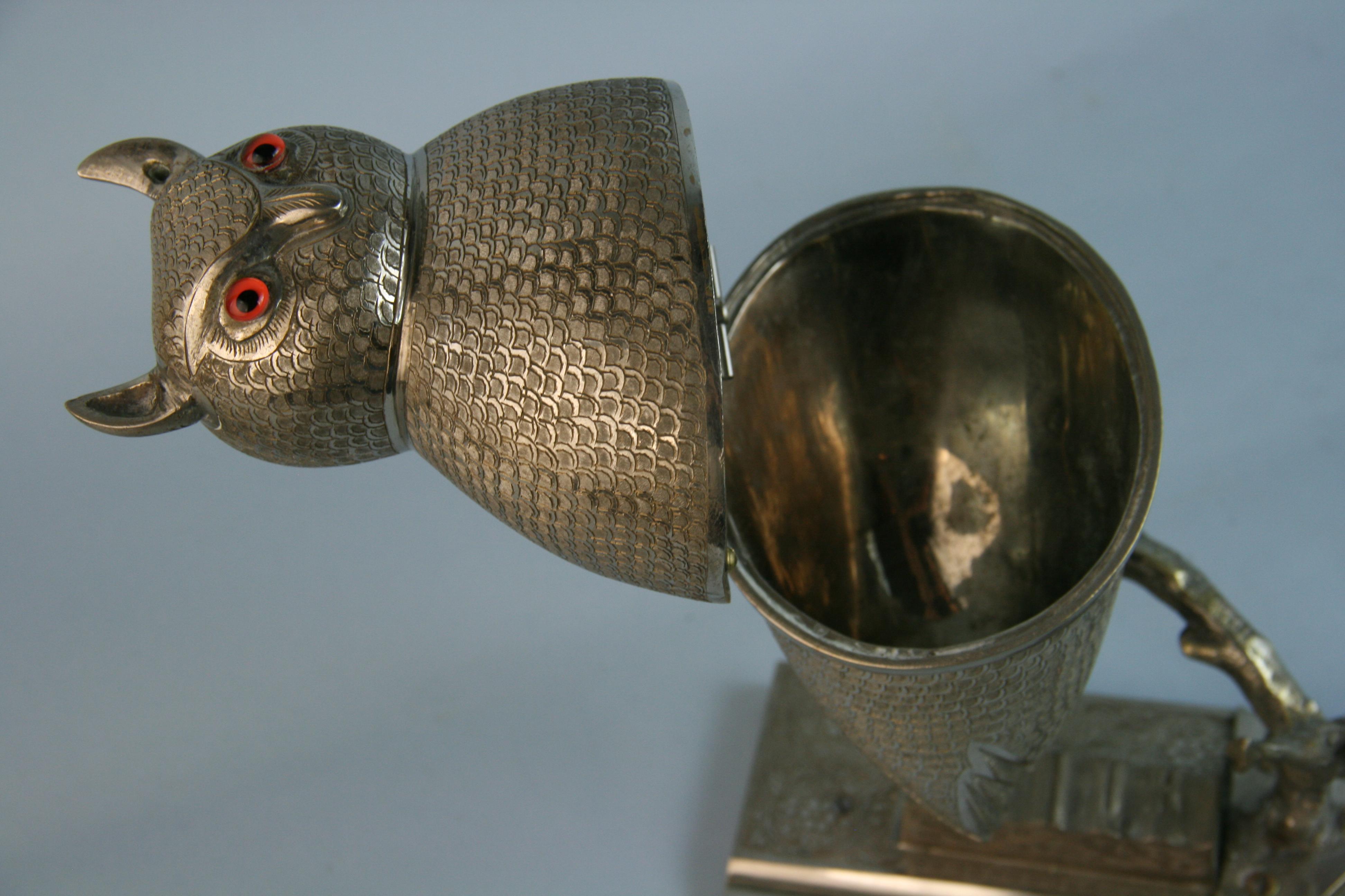 English Silvered Owl Sculpture/ Box 6