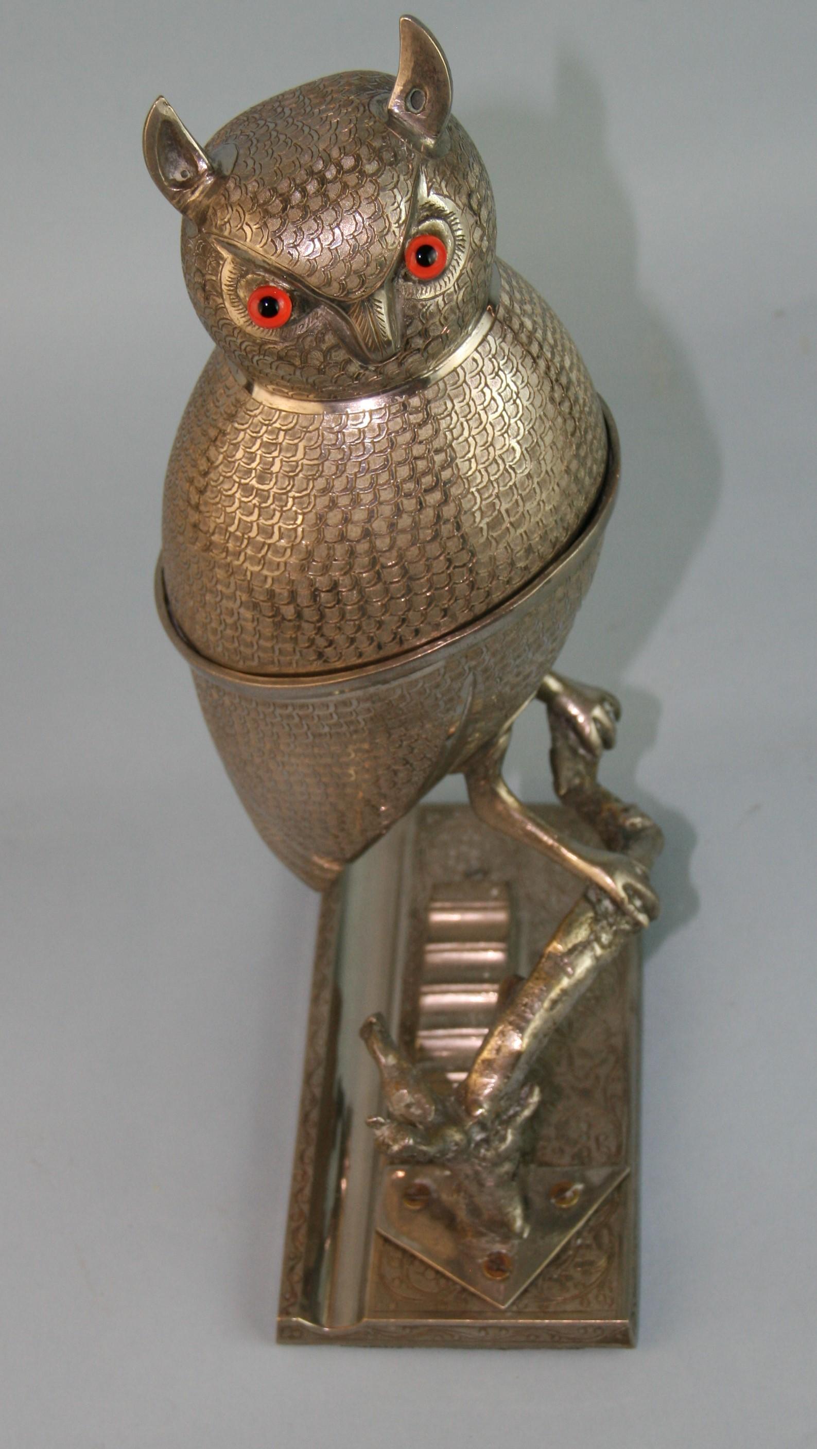 English Silvered Owl Sculpture/ Box 7