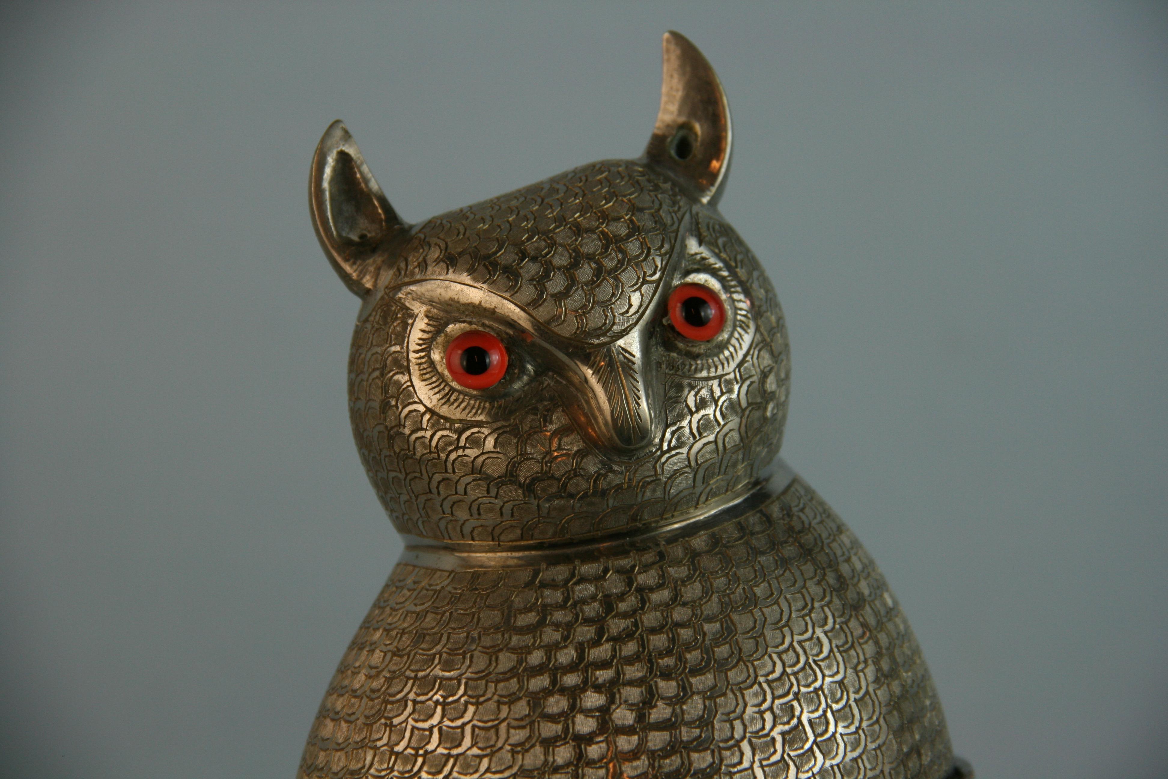 English Silvered Owl Sculpture/ Box 8