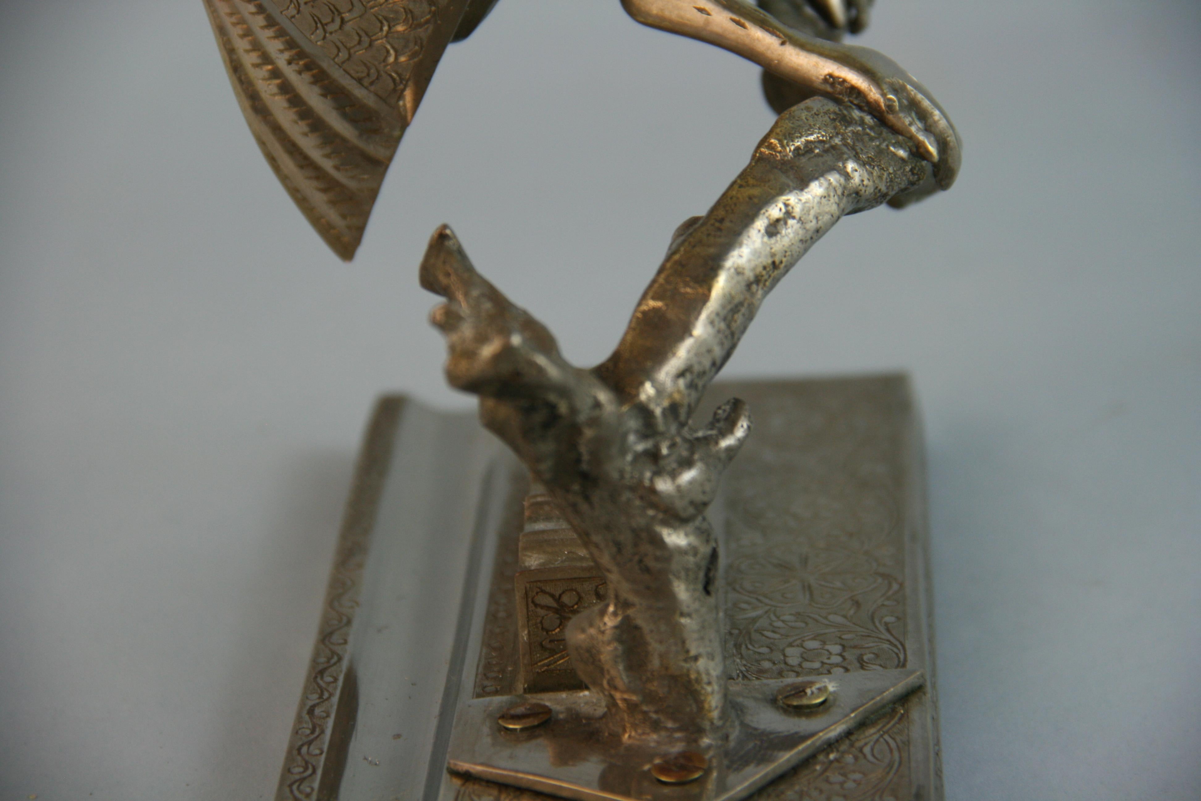 English Silvered Owl Sculpture/ Box 9