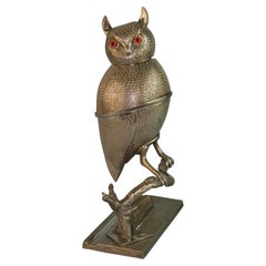 English Silvered Owl Sculpture/ Box