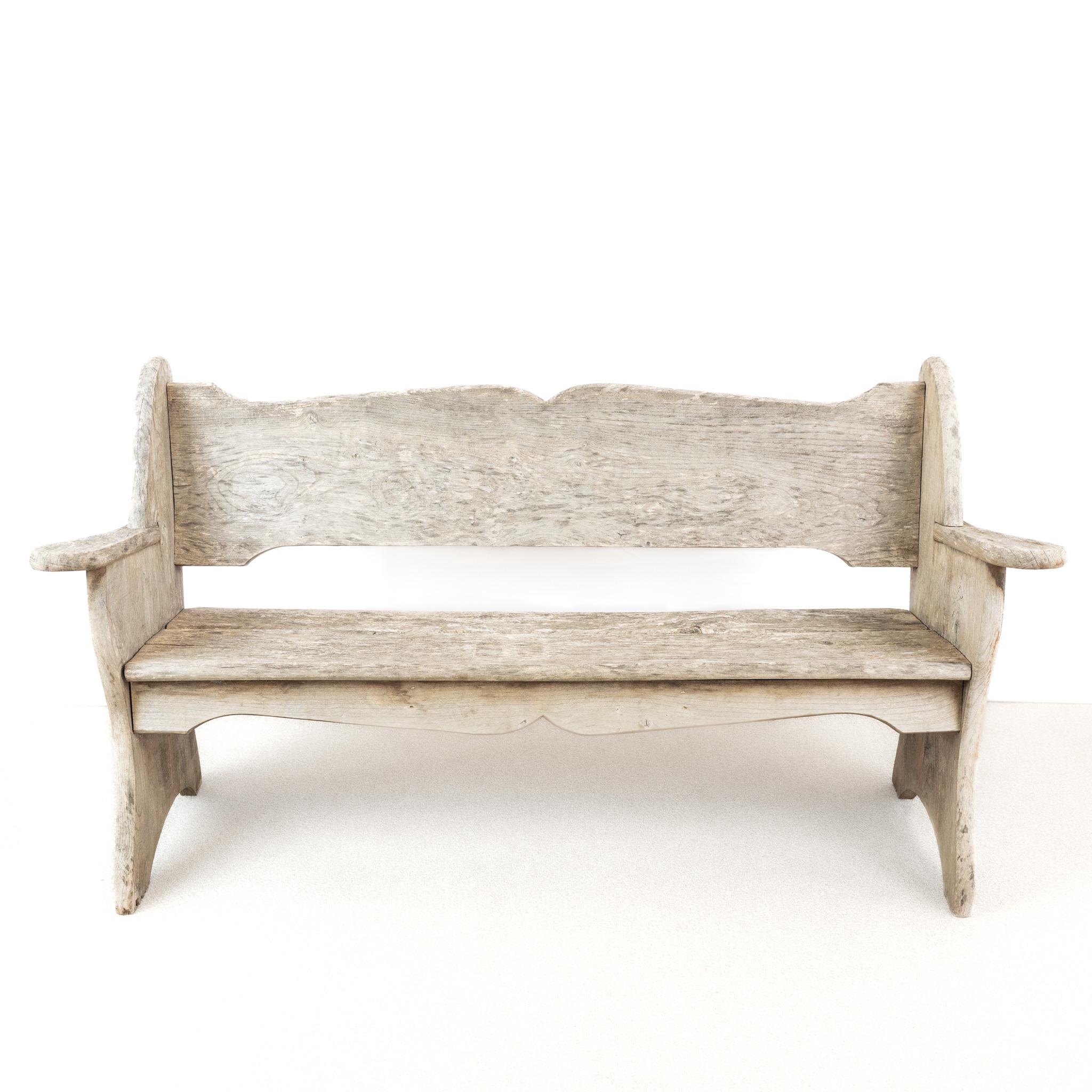 European English Silvered Teak Garden Bench For Sale