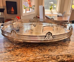 English Silverplate Gallery Tray by Atkin Brothers, Sheffield, Pierced Cresting