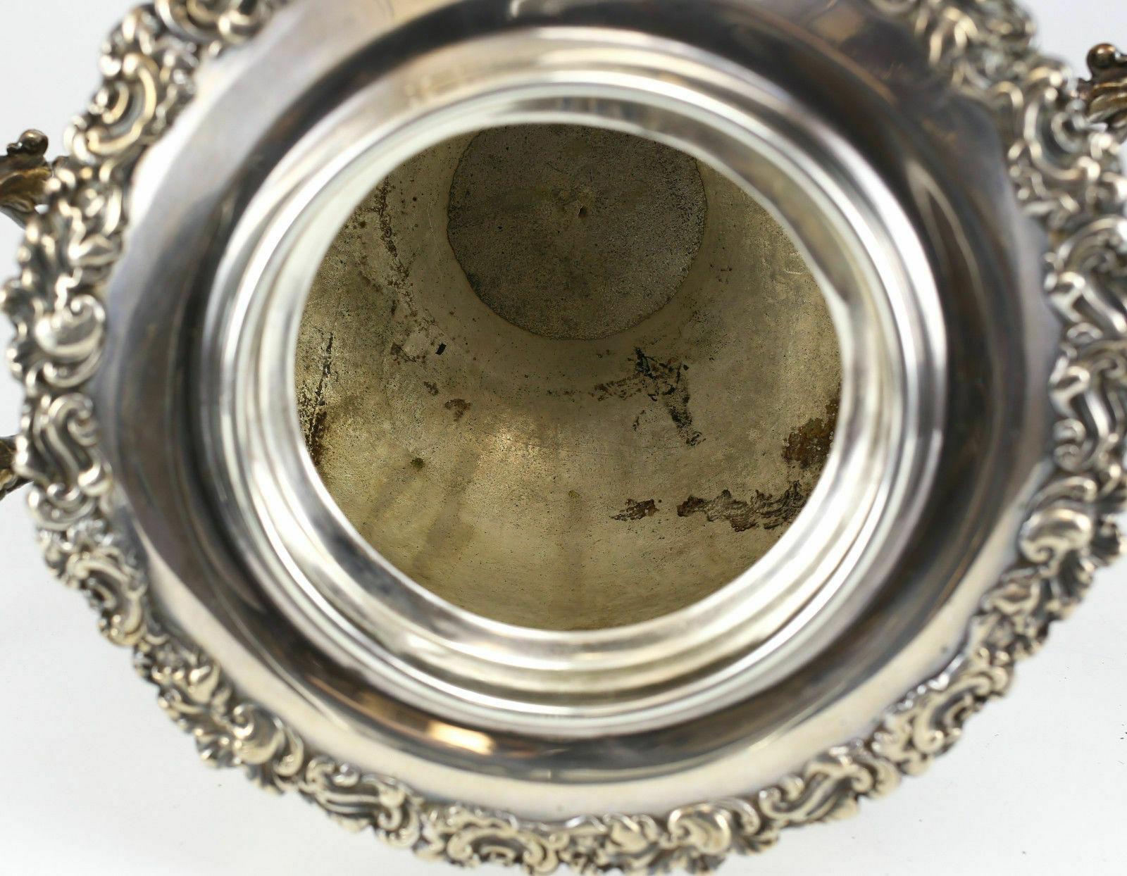 English Silverplate Hot Water Kettle Hand Chased with Flowers, 19th Century For Sale 2