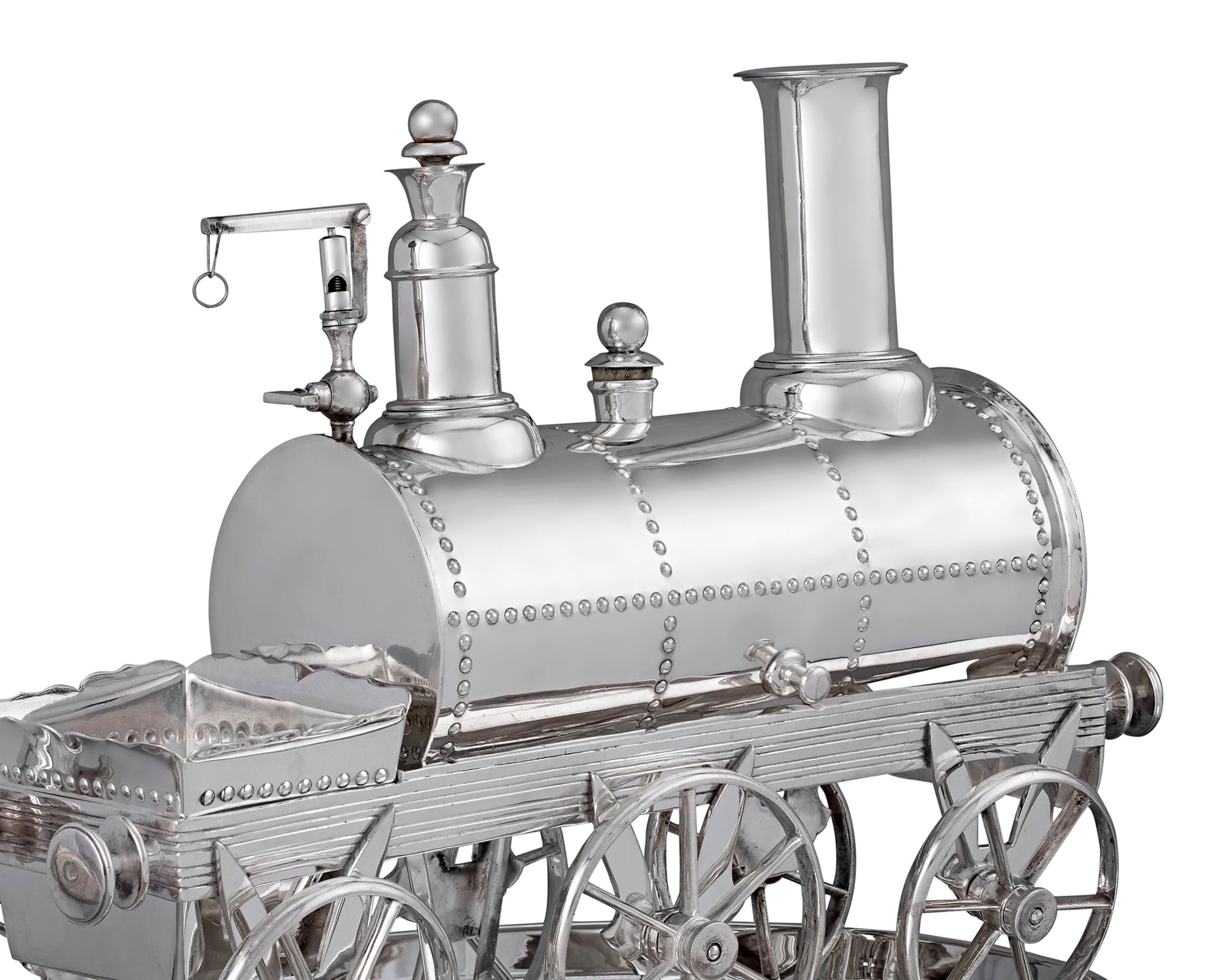 Victorian English Silverplate Locomotive Tea Urn