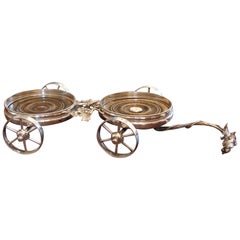 English Silverplate Wine Trolley with wooden Insets