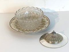 Englische versilberte und kristallene Kaviarschale:: 1880