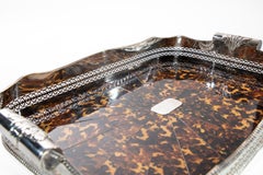 English Silverplated Faux Tortoise Tray