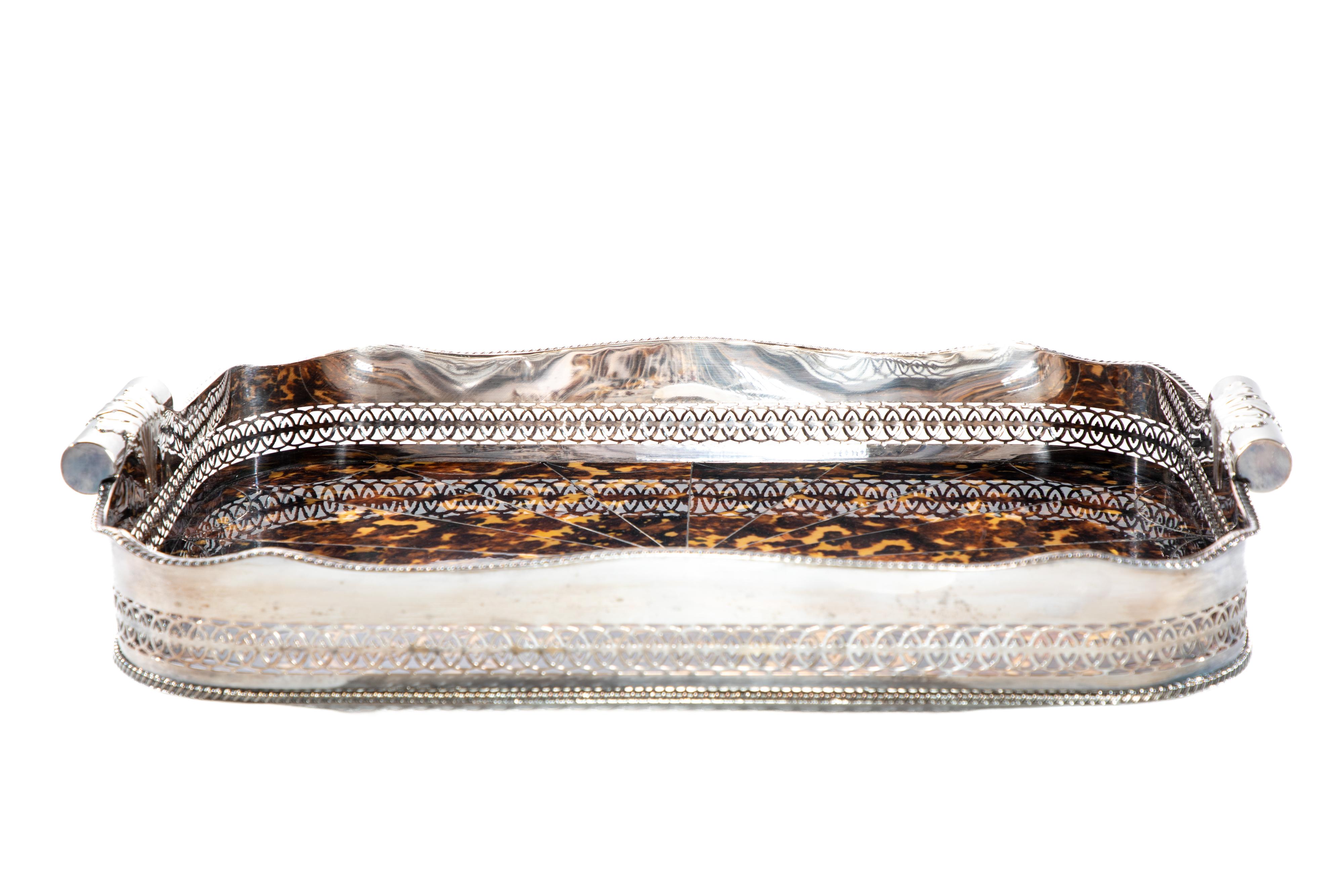Plated English Silverplated Faux Tortoise Tray